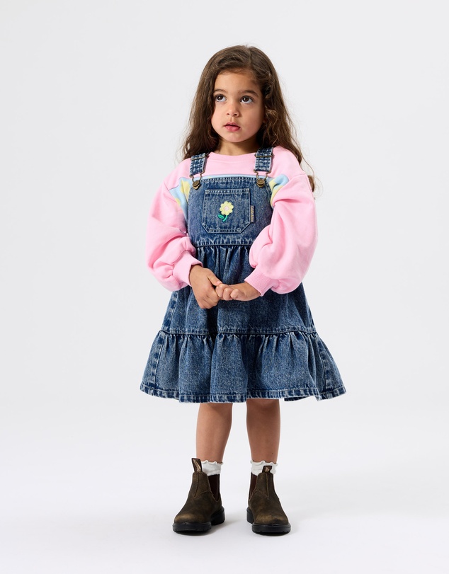 Goldie + Ace - Tully Tiered Denim Daisy Pinafore Dress - Babies-Kids