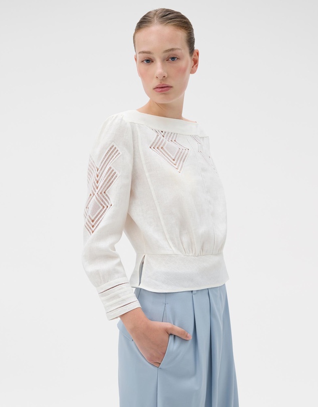 Oroton - Drawn Thread Detail Blouse