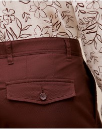 Trenery - Stretch Cotton Dobby Longline Short in Deep Red