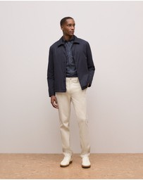 Trenery - Regular Fit Poplin Grid Long Sleeve Shirt in Navy