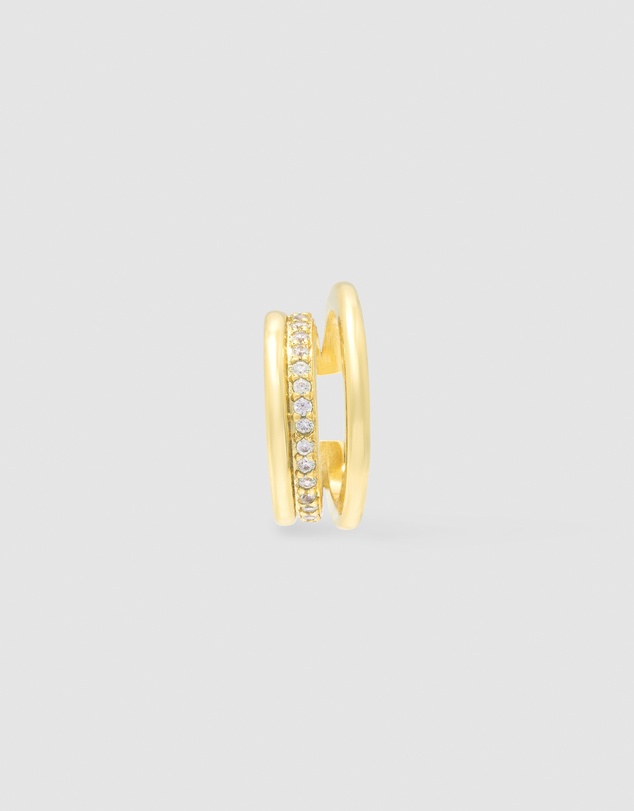 Wanderlust + Co - Double Pave Gold 9mm Ear Cuff