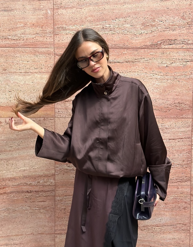Lover - Sienna Satin Funnel Neck Bomber Jacket