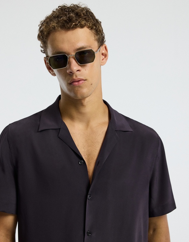 Calibre - Camp Collar Silk Shirt Currant