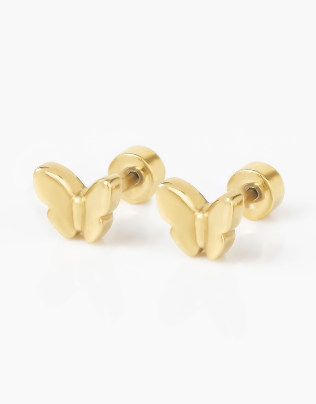 Wanderlust + Co - Butterfly Gold Flat Back Earrings