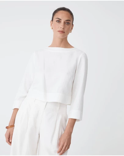 Forcast - Emma Button Back Linen Top