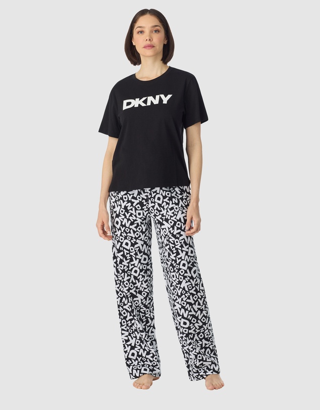 DKNY - Logo Print Cotton Jersey Short Sleeve T-Shirt & Pant Pyjama Set