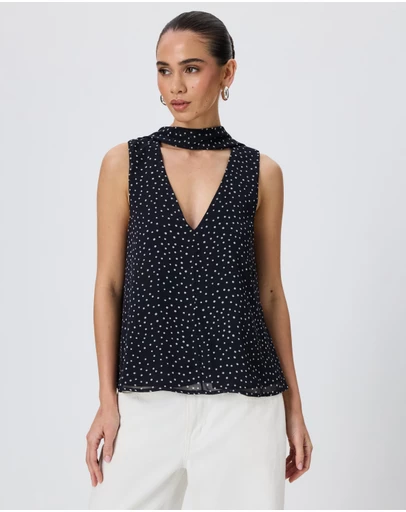 Tussah - Marcella Polka Dot V-Neck Scarf Top