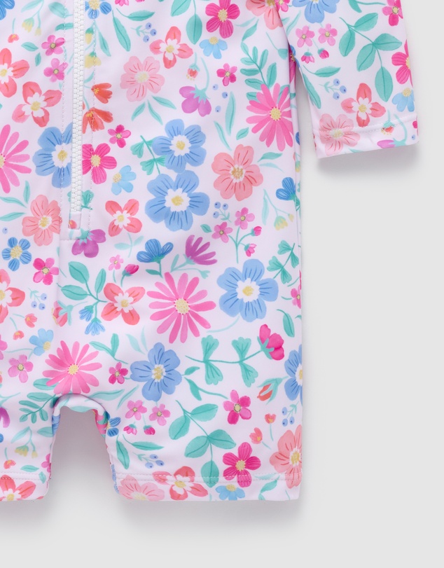 Purebaby - Printed Long Sleeve Rashie Sunsuit- Kids-Babies
