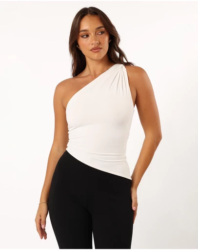 Petal & Pup - Samantha One Shoulder Top - White