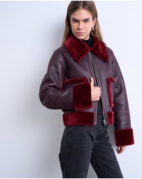 TOPSHOP - Faux Leather Cropped Jacket