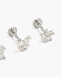 Lovisa - Surgical Steel Cubic Zirconia Floral Flat Back Studs 3-Pack