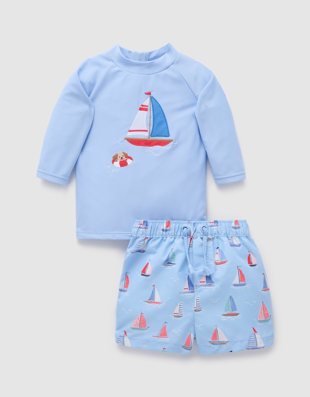 Purebaby - Board Short & Rashie Swim Set- Kids-Babies
