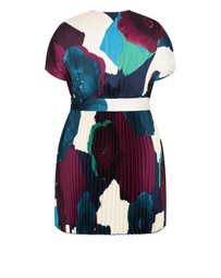 City Chic - Hailey Abstract Print Pleat Mini Dress
