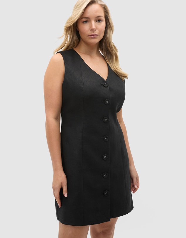 Seed Heritage - Linen V Neck Button Mini Dress