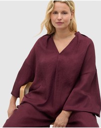 Seed Heritage - Textured Satin Half Placket Blouse