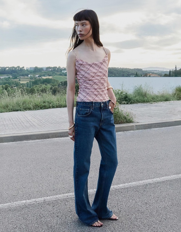 M.N.G - Draped Checkered Top