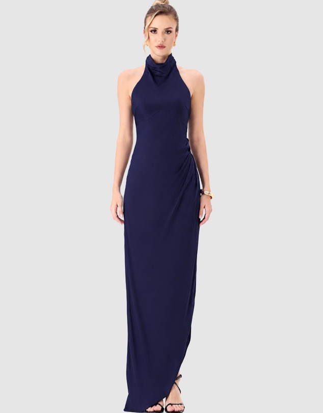 Bariano - Aaliyah High Neck Cowl Gown