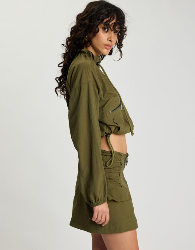 ONE TEASPOON - Drift Cropped Bubble Hem Jacket - Khaki