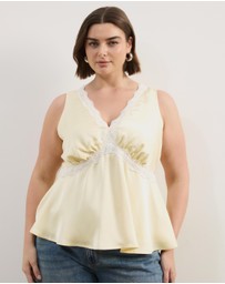 Atmos&Here Curvy - Sylvie Satin Lace Trim Top