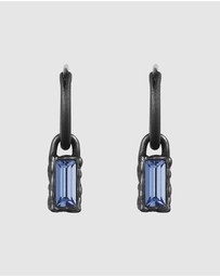Kuzzoi - ICONIC EXCLUSIVE - Earrings Unisex Square Blue Swarovski® Crystals 925 Sterling Silver