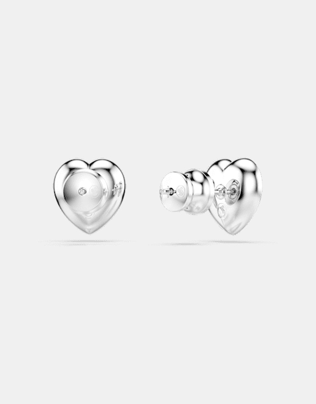 Swarovski - Ariana Grande X Swarovski Stud Earrings, Mixed Cuts, Heart, White, Rhodium Plated