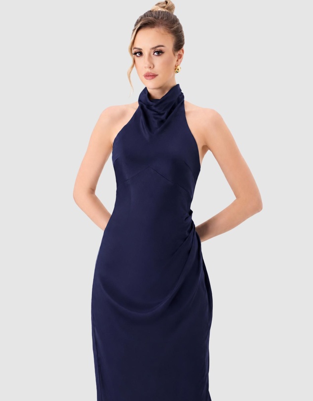 Bariano - Aaliyah High Neck Cowl Gown