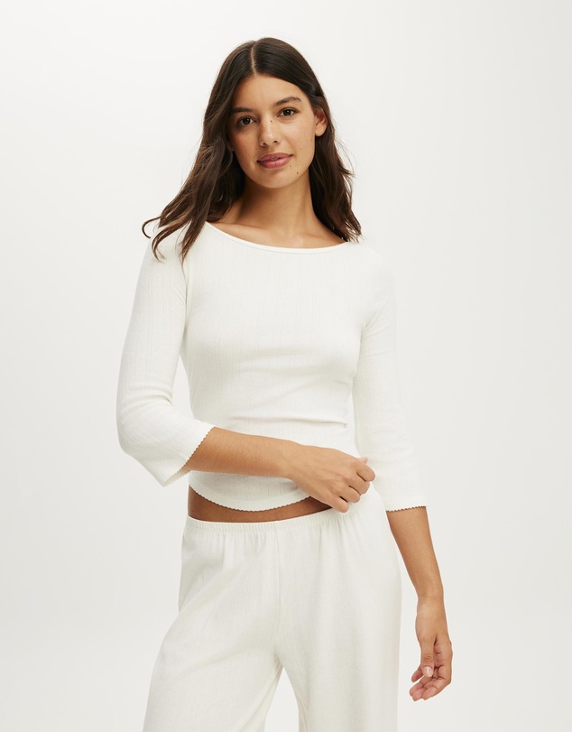 Cotton On Body - Dreamy Soft Pointelle 3/4 Long Sleeve Top