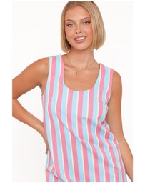 Petal & Pup - Benito Mini Dress - Aqua Pink Stripe