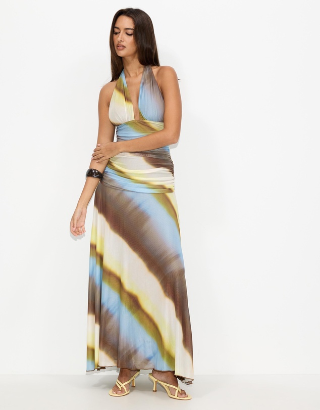 Dazie - Topaz Mesh Halter Maxi Dress