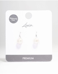 Lovisa - Silver Plated Freshwater Pearl Small Hook Drop Earrings