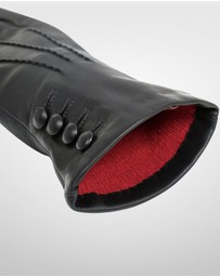 DENTS - Touchscreen Three-Point Cashmere-Lined Leather Gloves with Buttons