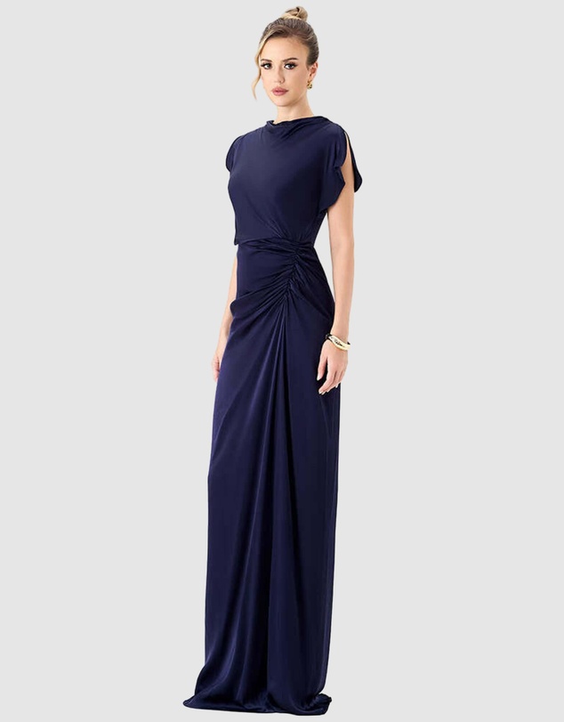 Bariano - Rasmi Ruched Satin Gown