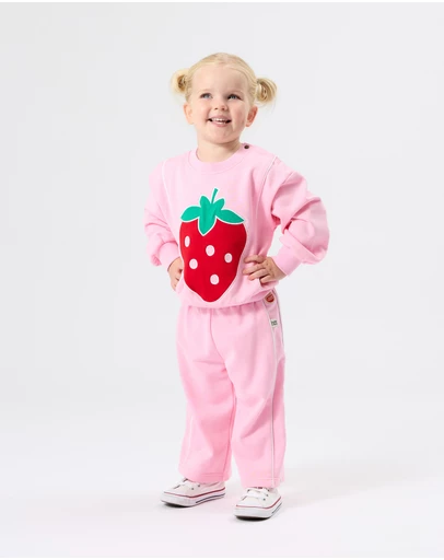 Goldie + Ace - Jumbo Strawberry Piped Sweater - Babies-Kids