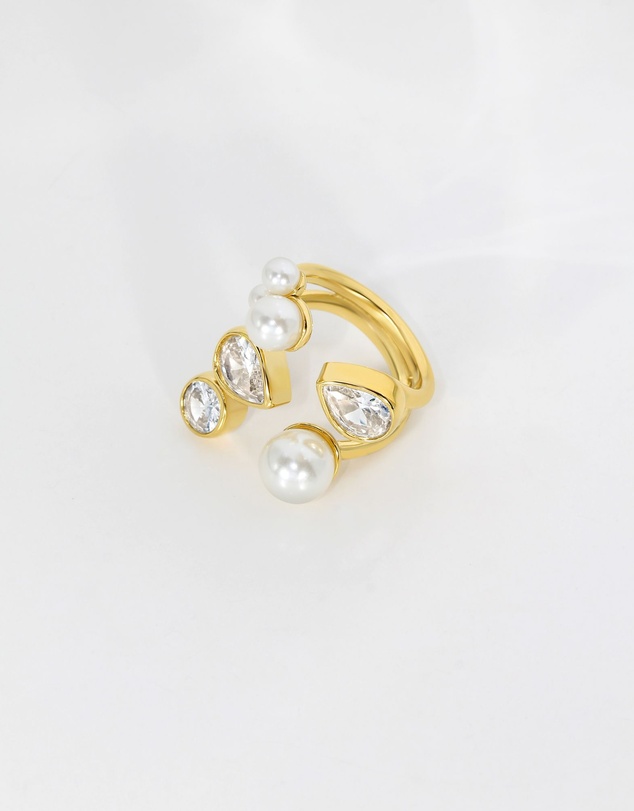 Jackie Mack - Pearl and Clear Wrap Ring