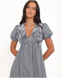 Petal & Pup - Ilyana Short Sleeve Maxi Dress - Navy Gingham