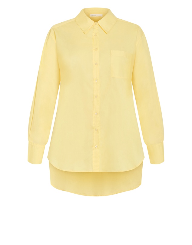 City Chic - Plus size Chiara Oversized Longline Cotton Shirt - buttermilk