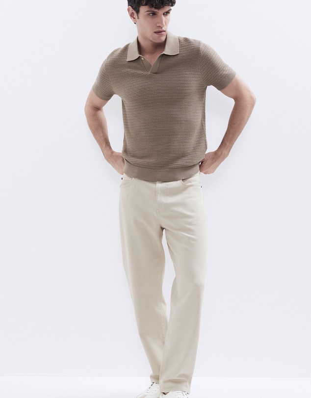 UNISON - Pointelle Stitch Knit Polo