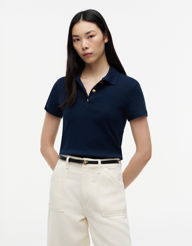 Tommy Hilfiger - Slim Fit Gold-Tone Button Polo Shirt
