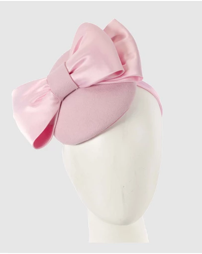 Max Alexander - Felt Pink Winter Pillbox Fascinator with Bow