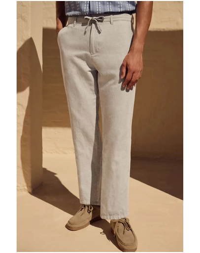 NEXT - Cotton Linen Twill Chino Trousers Regular Fit