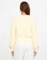 Dazie - Faye Fuzzy V-Neck Sweater