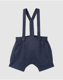 Designer Kidz - Finley Linen Suspender Shorts
