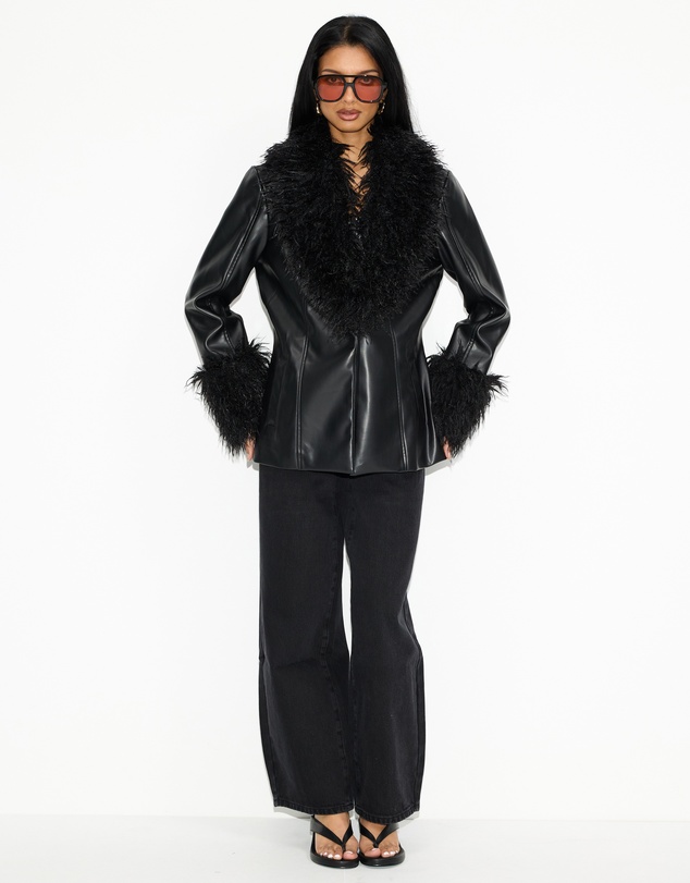 Dazie - Zephyr Removable Faux Fur Penny Lane Coat