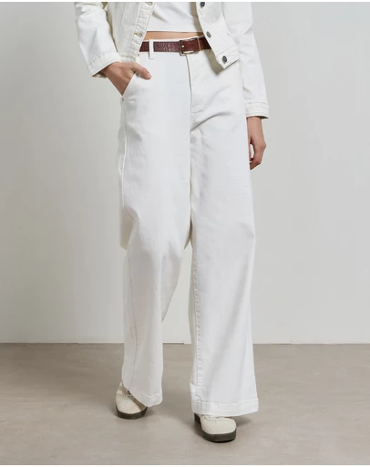 DRICOPER DENIM - Mila Ivory Mid Rise Palazzo Jeans