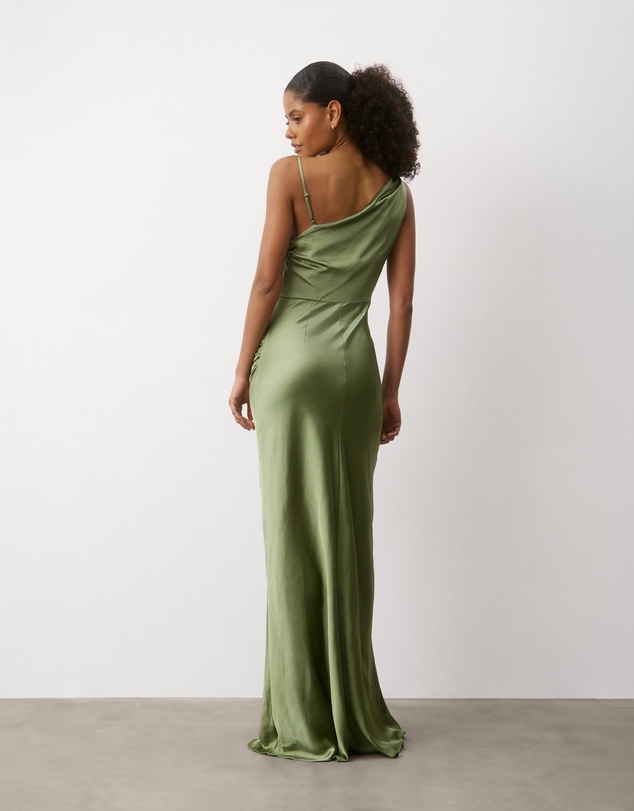 Six Stories - Cowl Front Asymmetrical Satin Bridesmaid Dress