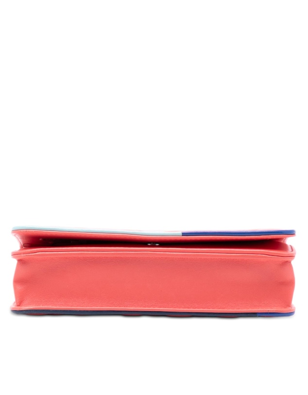 Chanel - Pre-Loved CC Quilted Lambskin Multicolor Border Full Flap Wallet on Chain
