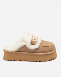 Ozwear Connection Uggs - Ugg Violet Shearling Platform Slipper (Elastic Logo) (Detachable Feature)