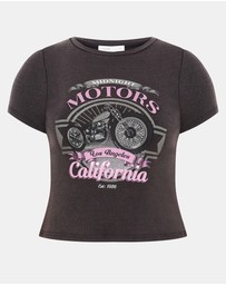 City Chic - Micro Pink Print Wash Tee