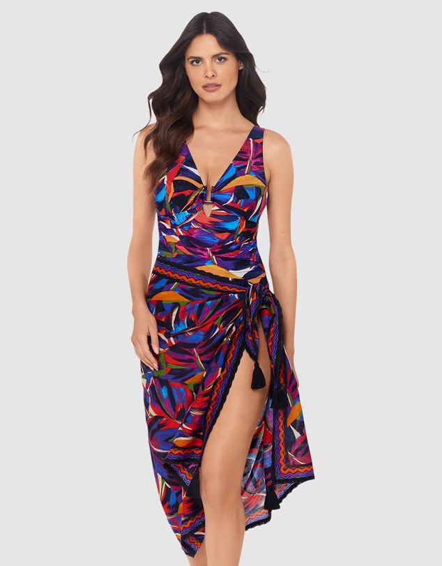 Magicsuit - Mariachi Cotton Side Tie Beach Sarong With Tassels
