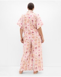 City Chic - Postcard Print Wide Leg Pant